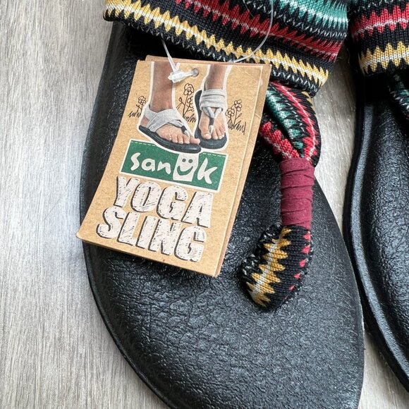 Sanuk Yoga Sling Thong Sandals Women 6 Stretch Slingback Tribal Print Multicolor - Picture 6 of 10